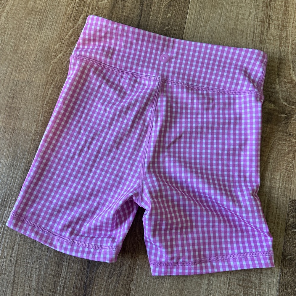 90 Degree By Reflex Girls Size S‎ (7/8) Pink Gingham Bike Shorts